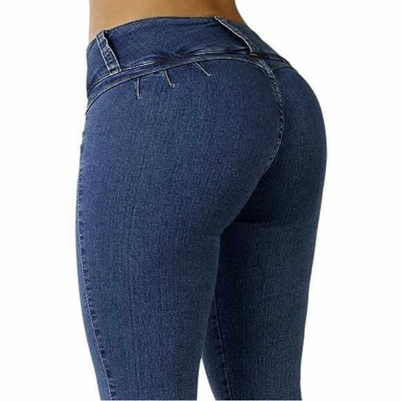 Y2K Curvify Size 15 Brazilian Butt-Lift Dark Wash Denim Cropped Jeans Capris - Picture 15 of 16